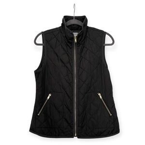 Black Quilted Vest with Gold Zippers